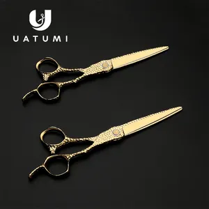 UATUMIホット販売プロ卸売理髪はさみ、ヘアスタイリストのための特別な理髪はさみ6.0インチVG10、18kgold