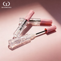 Tube de brillant à lèvres vide avec applicateur, corps torsadé transparent, capuchon à vis rose, emballage cosmétique en plastique ABS, logo personnalisé OEM