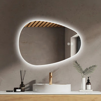 Miroir intelligent LED IP44 pour salle de bain, écran tactile, miroir de vanité asymétrique mural, design graphique moderne