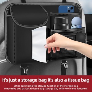 Auto-Rücksitz-Aufbewahrungstasche Auto-Organizer Hängetasche Box PU-Leder Wasserdichte Papiertuch- und Handy-Aufbewahrungstasche Auto-Zubehör - Product Image 2