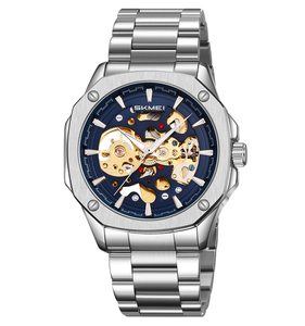 <span class=keywords><strong>Montre</strong></span> mécanique automatique <span class=keywords><strong>pour</strong></span> <span class=keywords><strong>homme</strong></span> SKMEI 9378 en acier inoxydable, design simple et luxueux, mouvement à remontage manuel, bracelet antique - Product Image 3