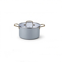 Ensemble de 9 casseroles en aluminium gris antiadhésives avec revêtement céramique, forgées, compatibles gaz et induction, avec couvercles