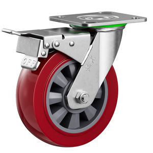 6 Zoll Werkbankrollen Hochbelastbar Edelstahl 304 Polyurethan Schwenkbar mit Bremse Trolley-Rollen - Product Image 1