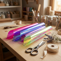 Film PVC TPU transparent personnalisé, arc-en-ciel, dichroïque, irisé, film plastique holographique souple en rouleau pour imperméable, sac, décoration de cadeaux