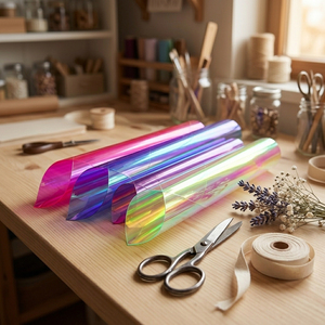 <span class=keywords><strong>Film</strong></span> PVC TPU transparent personnalisé, arc-en-ciel, dichroïque, irisé, <span class=keywords><strong>film</strong></span> plastique holographique souple en rouleau pour imperméable, sac, décoration de cadeaux - Product Image 5