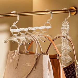 Clear Acrylic Bag Hanger Rack Multi Tier Hook Organizer For Closet Storage Backpacks Hats Wall Mount No Drill - Product Image 1