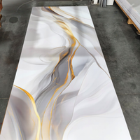 Panneau Mural Intérieur 3D Moderne de Luxe Haute Qualité PVC UV Motif Rayures Effet Marbre Brillant pour Meuble TV 4*8 PI Résistant au Feu