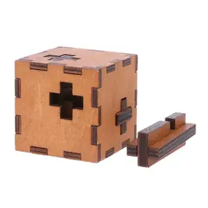 Cubo suizo de madera para niños, rompecabezas secreto en caja, juguete de madera, juguete para prueba de cerebro, manualidades de madera
