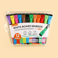 12 couleurs marqueurs magnétiques effaçables à sec marqueur de tableau blanc à pointe fine avec gomme pour l'école de bureau