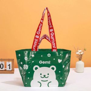 Factory Wholesale Custom Logo Cute Cartoon <b>Printed</b> Waterproof Laminated Reusable PP Woven Shopping Tote Bag - Product Image 1