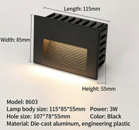 Lampe de marche LED étanche IP65, lampe d'escalier murale encastrée, lumière de voie extérieure anti-éblouissement en aluminium