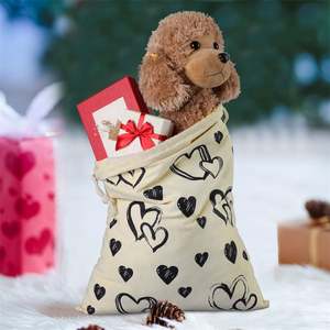 Sacs cadeaux en toile personnalisables avec logo, grand format 40*50cm, cordon de serrage, imprimés de cœurs, pour fête prénuptiale, mariage, pochette pour artisanat - Product Image 3