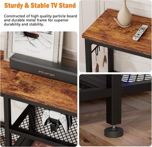 Entertainment Center with Open Storage <strong>Shelves</strong> TV Media Console Table with <strong>Soundbar</strong> <strong>Shelf</strong> for Living Room - Product Image 3