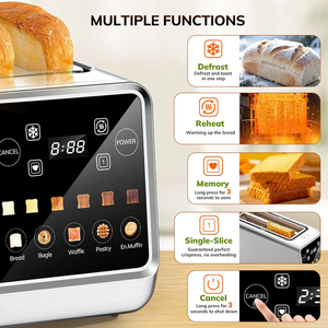 1400W Elektrikli Dijital Renkli Dokunmatik Ekranlı 4 Dilimli Tost Makinesi Hızlı Isınan Paslanmaz Çelik Ekstra Uzun Yuvalı Akıllı Tost Makinesi - Product Image 2
