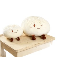Coussin en peluche doux et mignon en forme de Bao Bun, avec visage Kawaii, pour canapé, lit, décoration et cadeau, vente en gros et approvisionnement en vrac