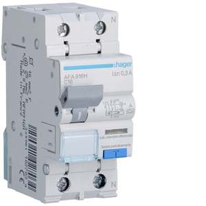 AFA916H Personalizzabile con Hagers RCBO 6000A 1P+N curva C 16A tipo A 300mA 2M - Product Image 1