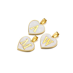 Bán Buôn Hình Trái Tim 26 Thư Vỏ Mặt Dây Chuyền Vòng Cổ Charm18k Mạ Vàng Thép Không Gỉ Thư Quyến Rũ Cho Vòng Đeo Tay Vòng Cổ - Product Image 5