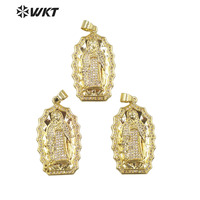 WT-MP277 plus récent Style Vintage divinité féminine en forme de coquille naturelle et pendentif en Zircon cubique Madonna Design