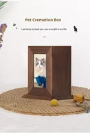 Boîte à cendres pour animaux de compagnie en bois massif de luxe de haute qualité, faite à la main, avec cadre photo pour chien, chat, crémation, stockage, souvenir commémoratif, OEM PST-0001
