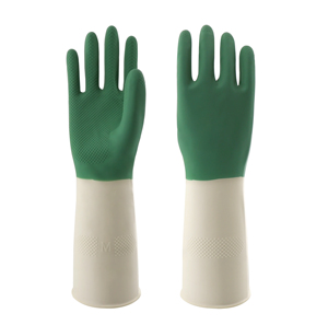 31cm 80g Gants de ménage en caoutchouc Durable bicolore Imperméable épaissi Latex écologique moyen réutilisable pour le jardinage - Product Image 4