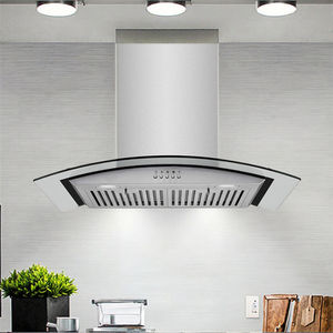 Échappement mural en verre trempé en forme d'arc à commande tactile avec grand débit d'air en acier inoxydable pour la maison et le camping-car. - Product Image 4