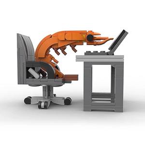 Ensemble de construction MOC crevettes humoristiques 166 pièces, jouet de puzzle DIY, décoration de bureau à assembler - Product Image 1