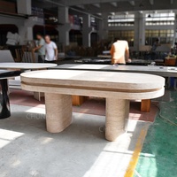 OEM ODM Ensemble table à manger 12 places Mobilier de maison moderne avec pierre naturelle marbre travertin design convertible pour hôtels