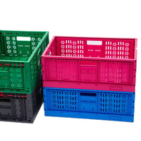 600*400*225mm bleu maille stockage Agriculture caisse en plastique pour légumes fruits tomate caisse pliante en plastique