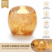 Petit récipient à bougie en verre de 6 oz, vide, de luxe, personnalisé, plaqué or craquelé, réutilisable, pour la fabrication de bougies