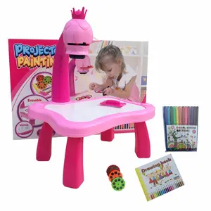 Popular Kids Toy Learning Education Projector Paint Table Children DIY Paint With Free Drawing Pens