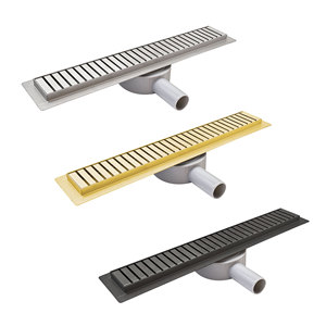 ステンレス鋼タイルインサートサイドアウトレットフロアリニアシャワードレンロンググリッドシェイプ防臭防虫ドレンヘアキャッチャー付き - Product Image 1