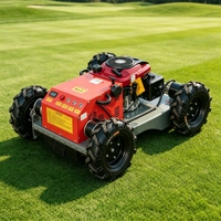 Robot tondeuse à gazon industriel autotracté télécommandé économique 24V avec bac de ramassage de 100L et autonomie de 8H pour usage domestique