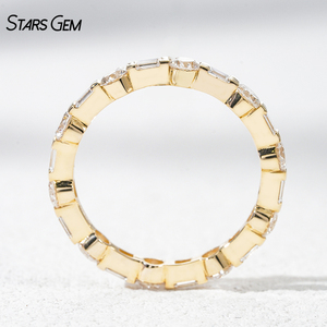 Starsgem Full Eternity <b>Ring</b> 1.62CTW 10K Solid Gold DEF VS Round Cut and Baguette Cut Lab Grown Diamond Wedding Band <b>Ring</b> - Product Image 5