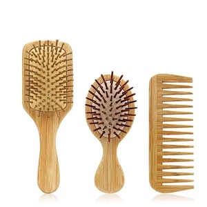 Juego de peines para el <span class=keywords><strong>pelo</strong></span> de bambú para hombre y mujer, secado en húmedo, <span class=keywords><strong>pelo</strong></span> largo y <span class=keywords><strong>corto</strong></span>, 3 uds. - Product Image 1