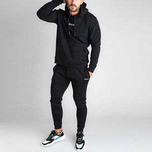 Commercio all'ingrosso logo personalizzato pianura slim fit tech fleece <span class=keywords><strong>tuta</strong></span> set aderente mens jogging tute cotone pullover joggers suit - Product Image 2