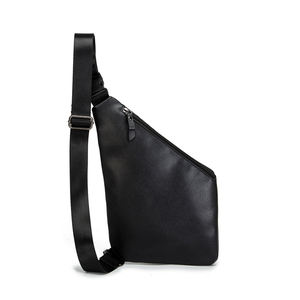 Sac à bandoulière en cuir noir vierge pour hommes, pas cher, LOGO personnalisé, cadeau promotion, sac de poitrine vierge, sacoche pour hommes - Product Image 4