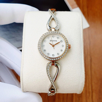 Montre à quartz pour femme en acier inoxydable argenté et or rose, boîtier de 23 mm, bracelet entièrement serti de cristaux, cadran naturel, étanche, sport, mode, élégante