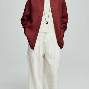 Nouvelle Arrivée Blouse Décontractée Style Rétro à Manches Longues Col en V Chemise Plissée Décontractée en Lin Uni pour Femme - Product Image 2