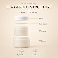 Pot cosmétique en PP 50g 100g 200g, emballage double couche pour soins de la peau, pot en plastique à large ouverture avec logo personnalisé