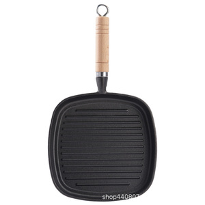 Square Grill <b>Pan</b> With Wooden Handle Durable Nonstick Cooking Surface For Induction Stove Frying Eggs Fish Steak Grilling - Product Image 5