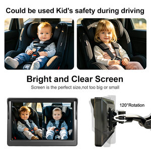 Kits de surveillance pour bébé et animaux de compagnie de qualité supérieure, moniteur de voiture avec vision nocturne et deux caméras de 5 pouces pour la sécurité des enfants YB-502CA 5 pouces Double écran - Product Image 2