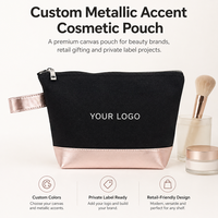 Sac cosmétique personnalisé en toile avec fond en cuir PU et fermeture éclair métallique pour sac de luxe et emballage cadeau beauté