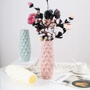 工場ダイヤモンド型プラスチック花瓶水耕栽培ドライとウェットリビングルーム造花配置滑らかな釉薬花瓶