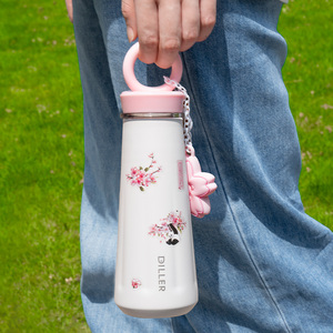 Logo personalizzato 430ml 316 in acciaio inox doppia parete Thermos portatile isolato stile bottiglia di acqua rosa bottiglia termica della ragazza - Product Image 4