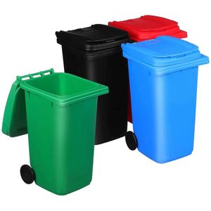 Custom Logo Plastic <b>Mini</b> Trash Can Pen Holder Wheelie Bin Shape Desktop Stationery Organizer for Promotional Activities - Product Image 4