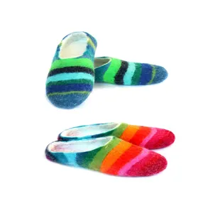 Разноцветные полосатые ботинки ручной работы/тапочки для использования в помещении