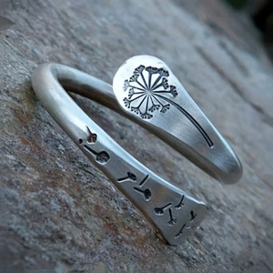 Q987 Silver Bohemia Plant Pattern <b>Ring</b> Unisex Gift Fashion Jewelry Plain Design <b>Open</b> Band Style - Product Image 1