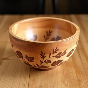 Bol de service en bois imprimé, artisanal, de qualité supérieure, au design moderne, robuste et alimentairement sûr, pour la maison, les restaurants et la restauration. - Product Image 1