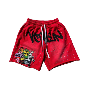 Pantalones cortos informales para hombre personalizados de alta calidad 100% algodón polar serigrafía parche bordado tela de lona patrón de letras - Product Image 4