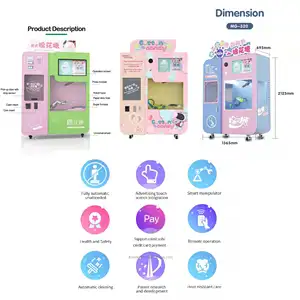 China Factory Custom Commercial Pink Sweet Latest Floss Flower coton Vending Automatic Cotton Candy maker Machine